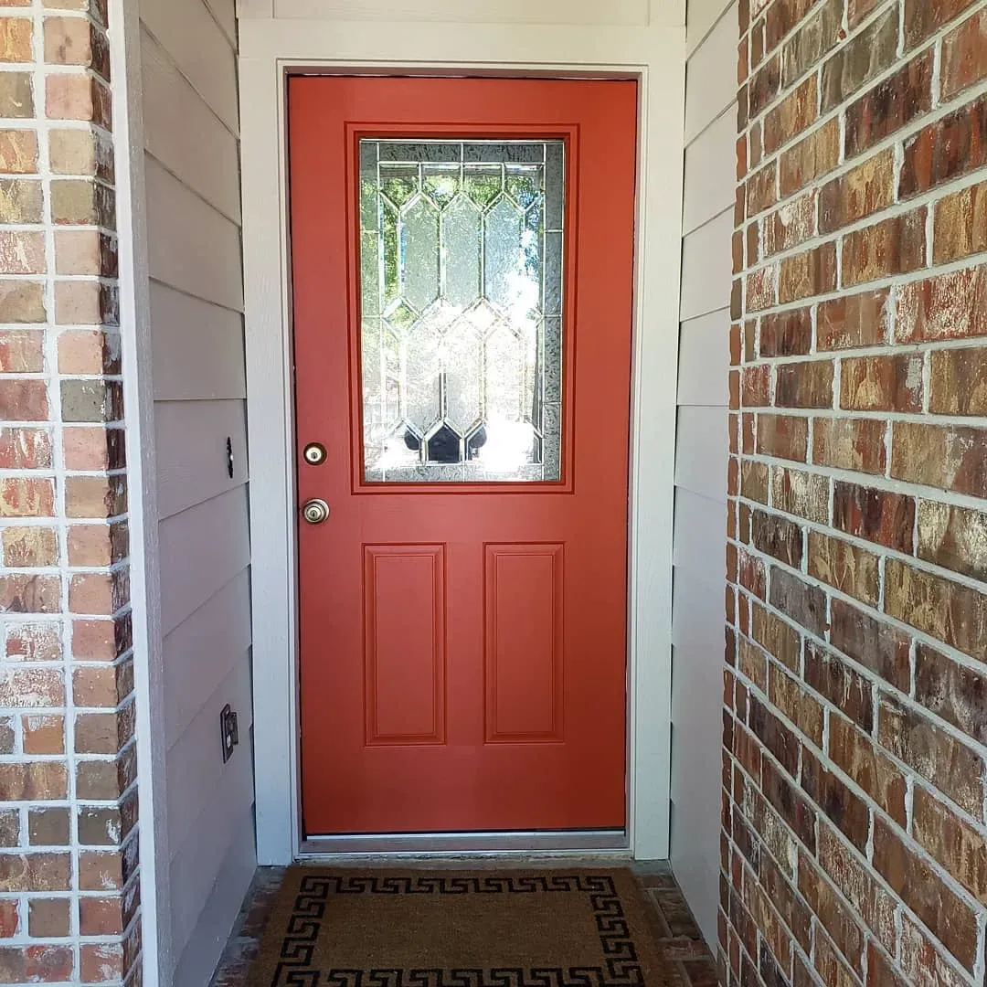 Benjamin Moore Dragons Blood front door 