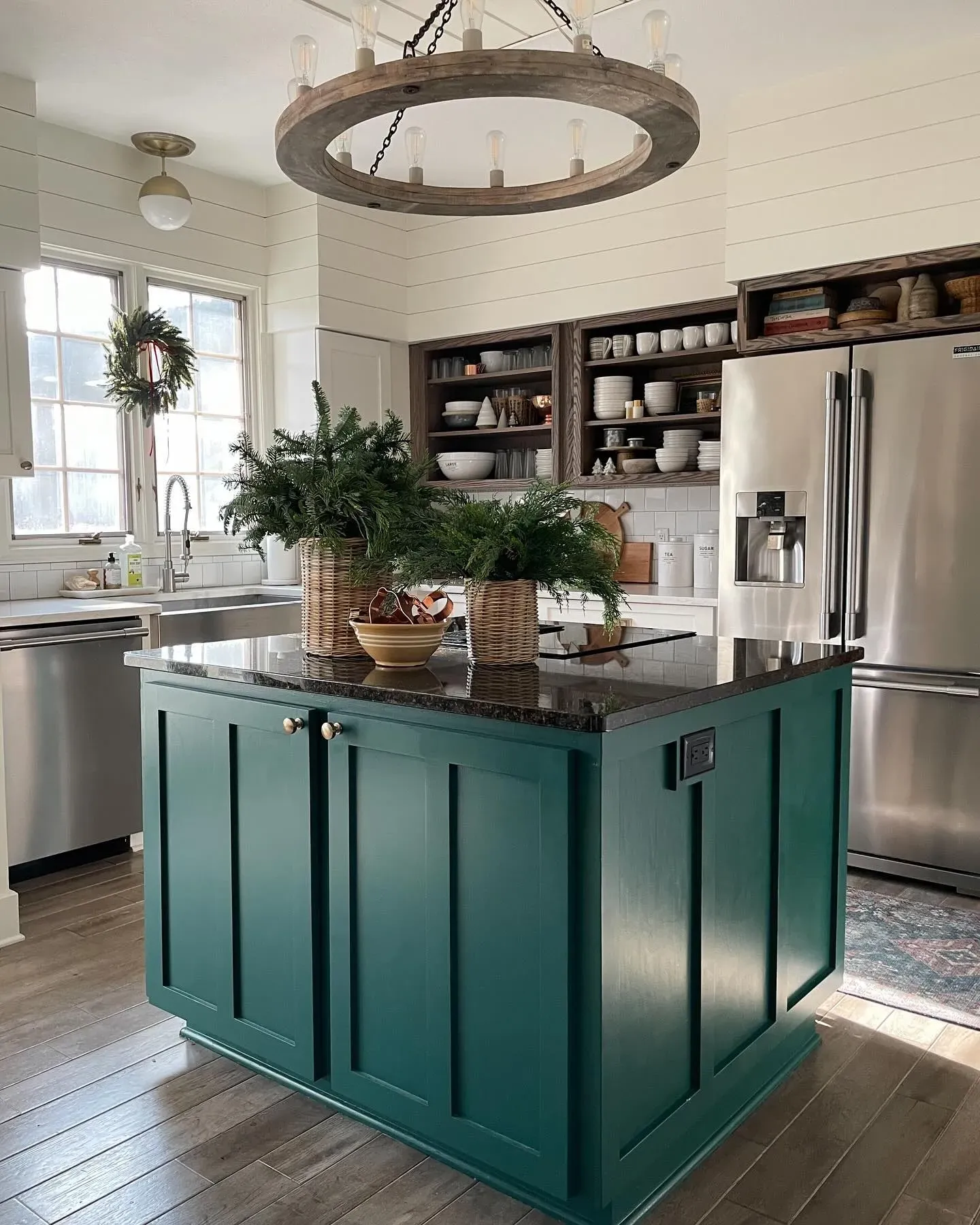 Benjamin Moore Forest Green kitchen cabinets paint