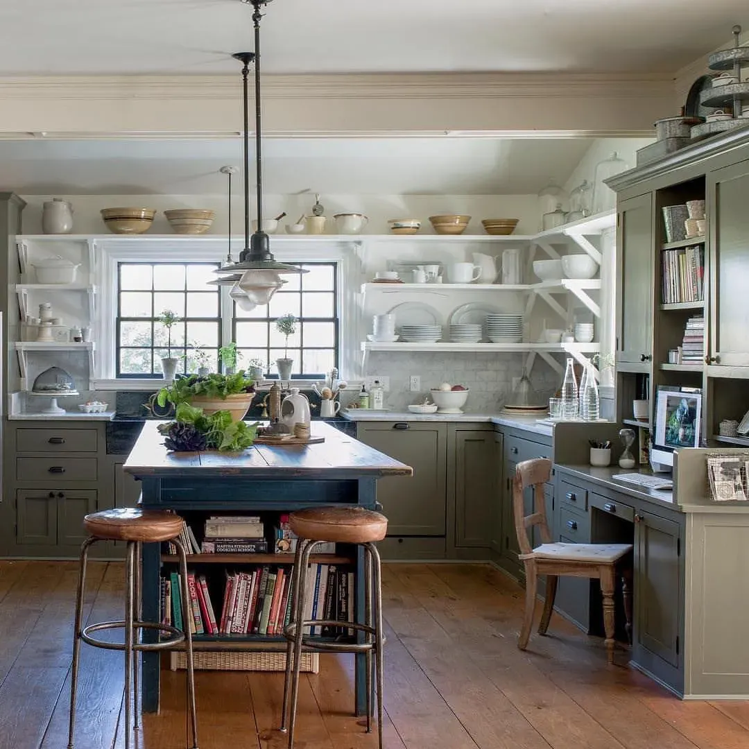 Benjamin Moore Devonshire Green kitchen cabinets color review