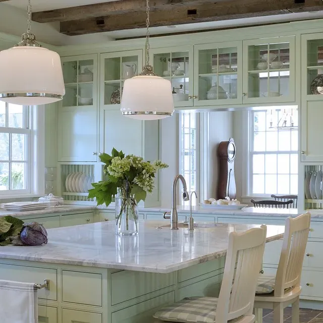 Benjamin Moore Hancock Green kitchen cabinets paint