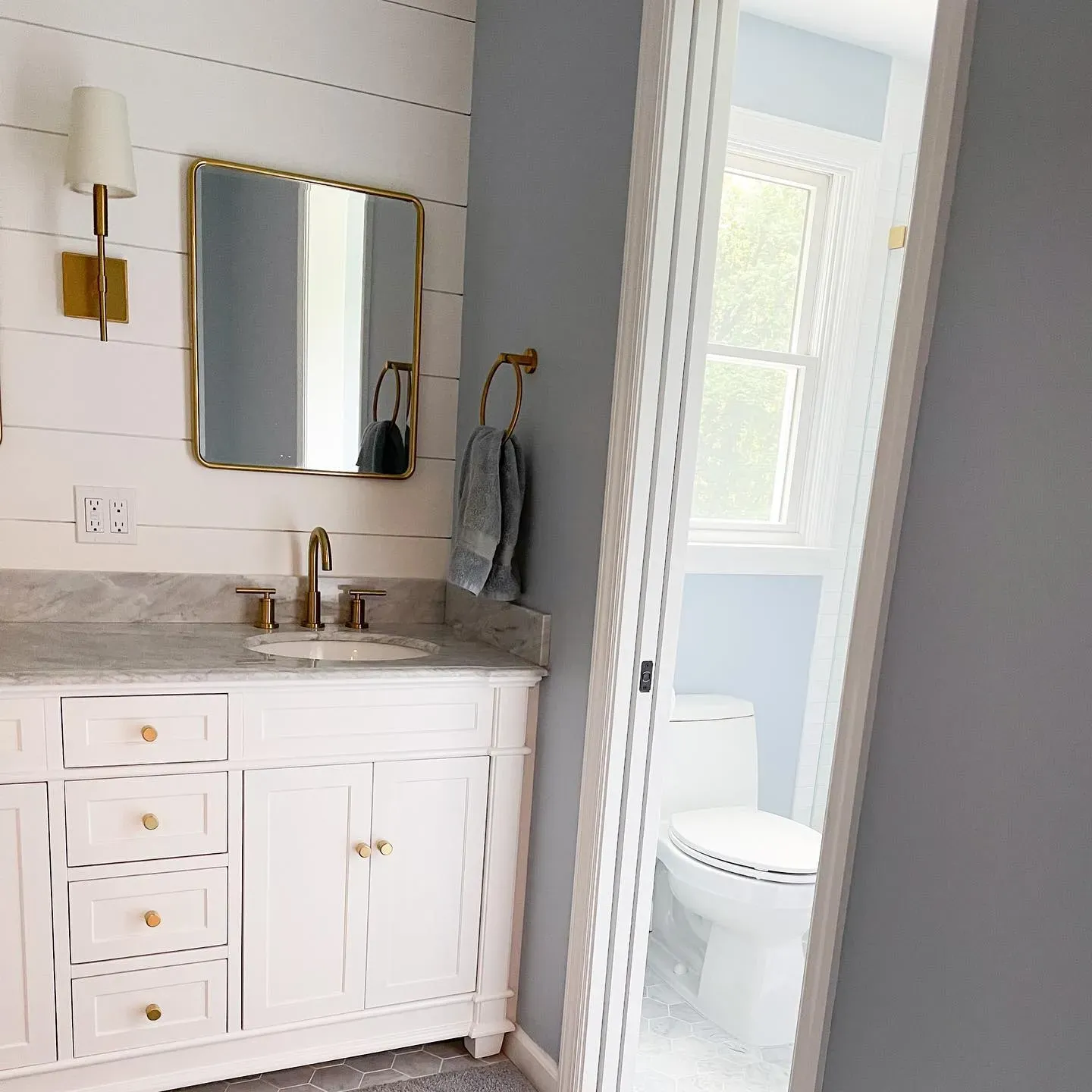 Benjamin Moore Iced Slate bathroom color review