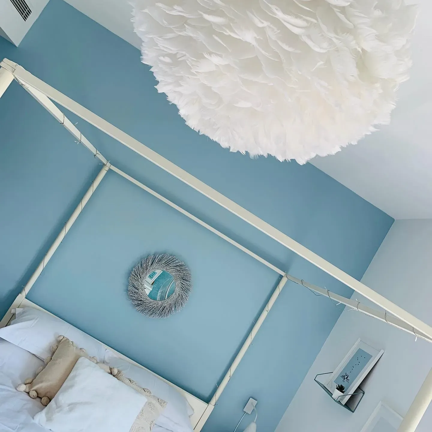 Benjamin Moore Intuition bedroom accent wall 