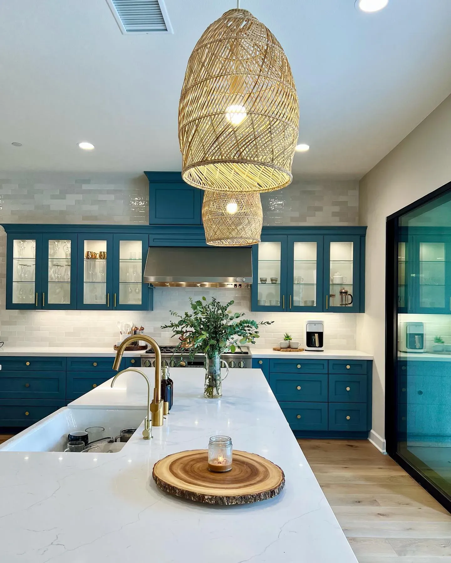 Benjamin Moore Philipsburg Blue Boho Kitchen Cabinets