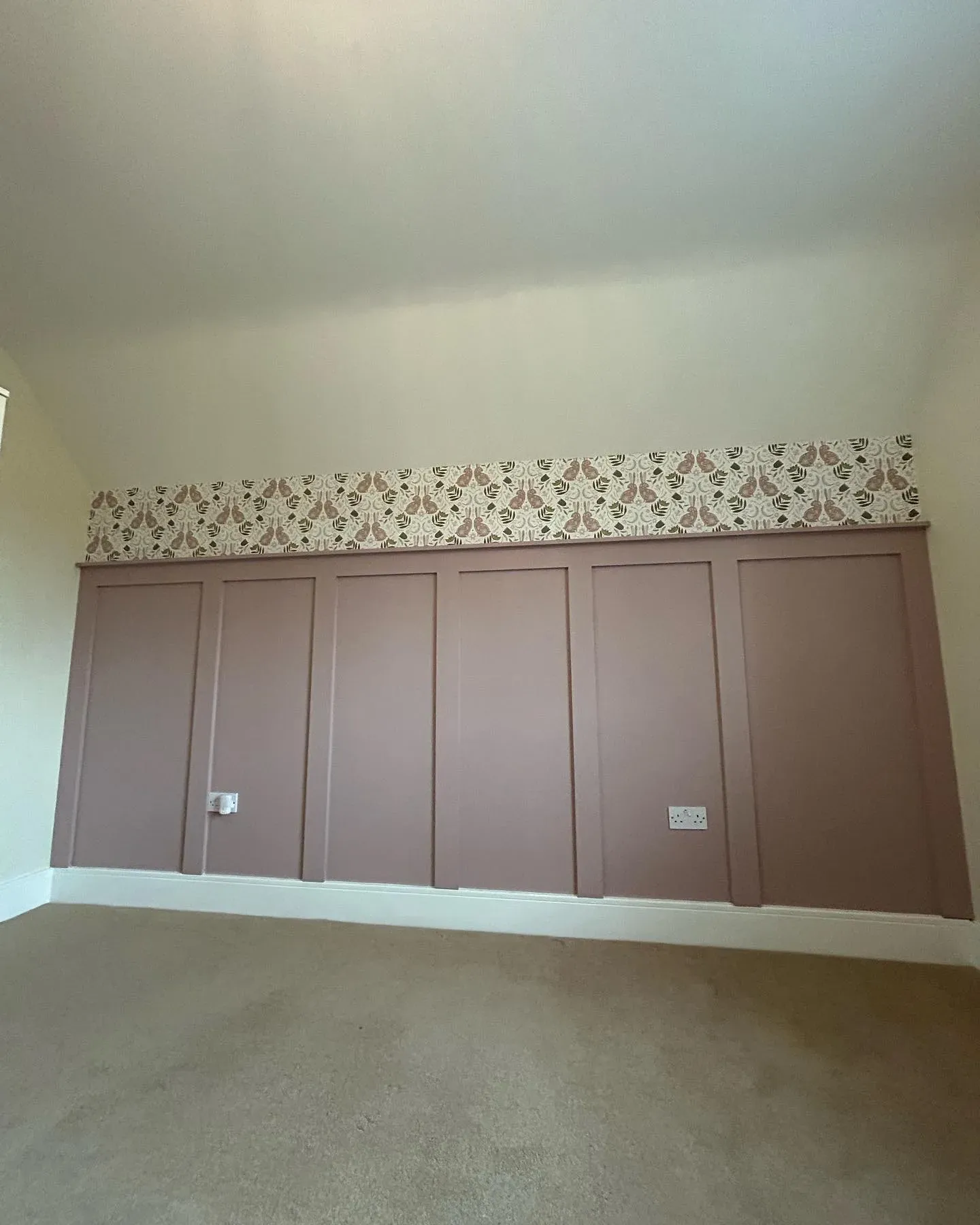 Benjamin Moore Rose Bisque bedroom panelling interior