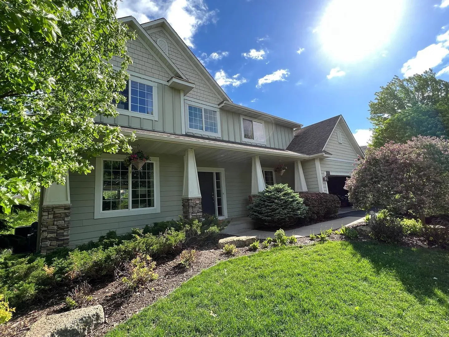 Benjamin Moore Rushing River house exterior 