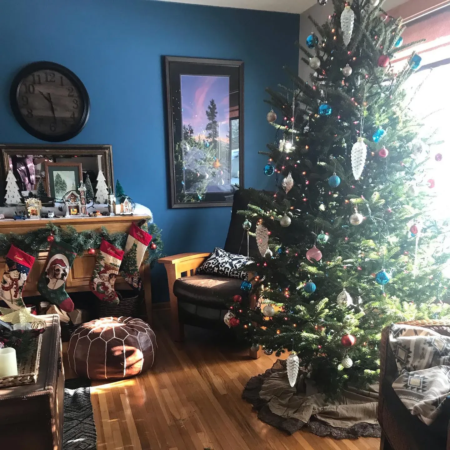 Benjamin Moore Santa Monica Blue living room interior