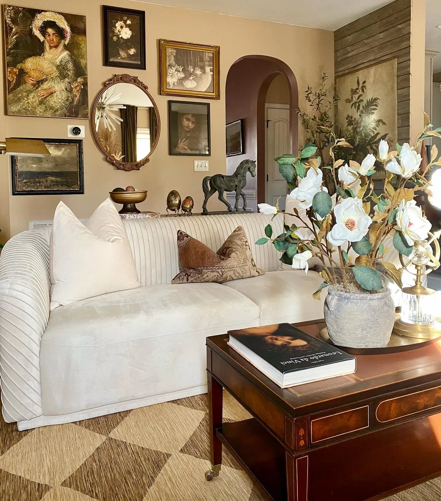 Benjamin Moore Truffle victorian living room 