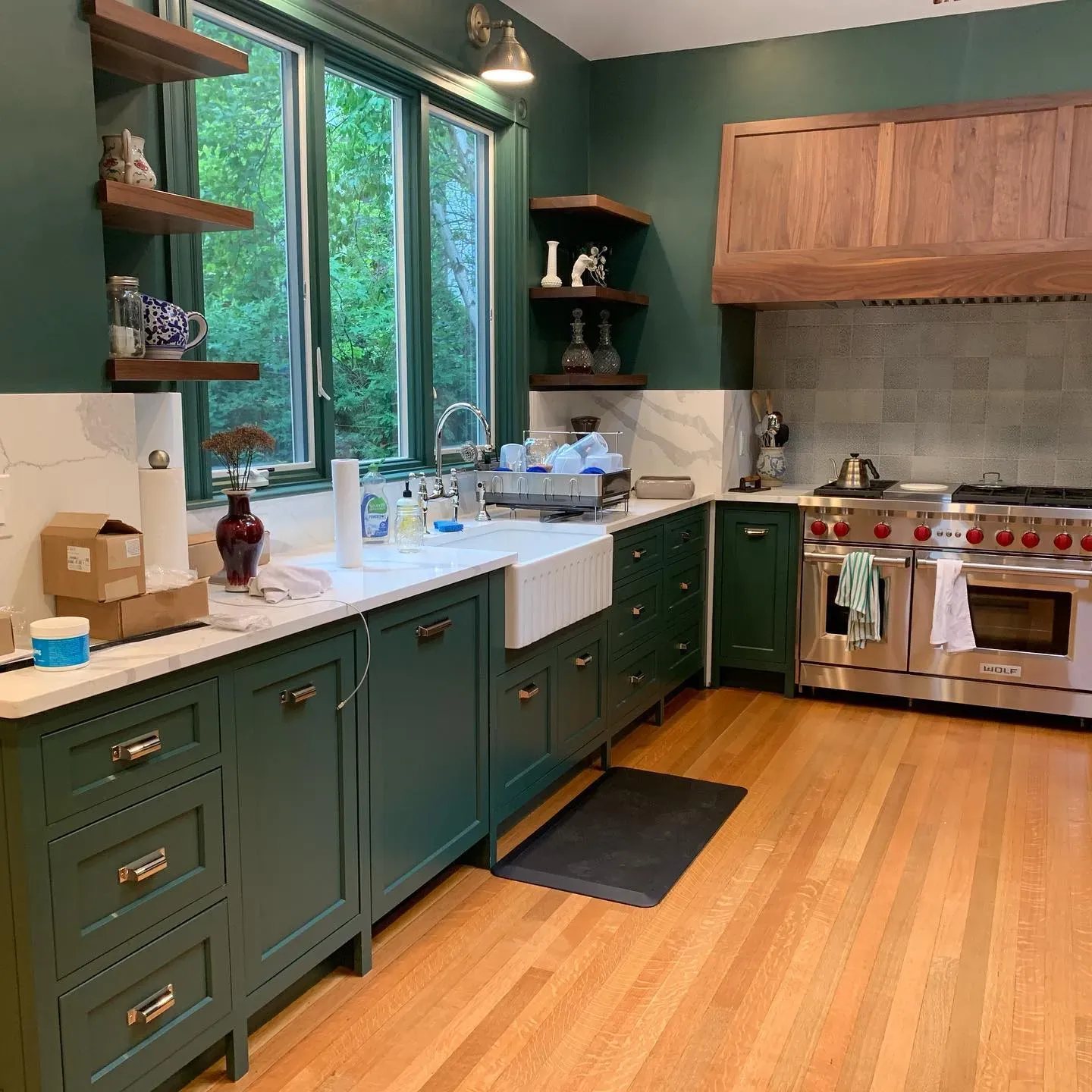 SW Billiard Green kitchen cabinets 