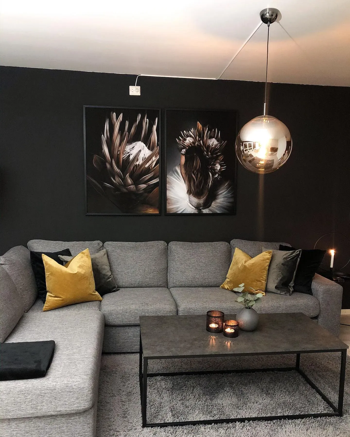 Jotun Blackened Black boho living room interior