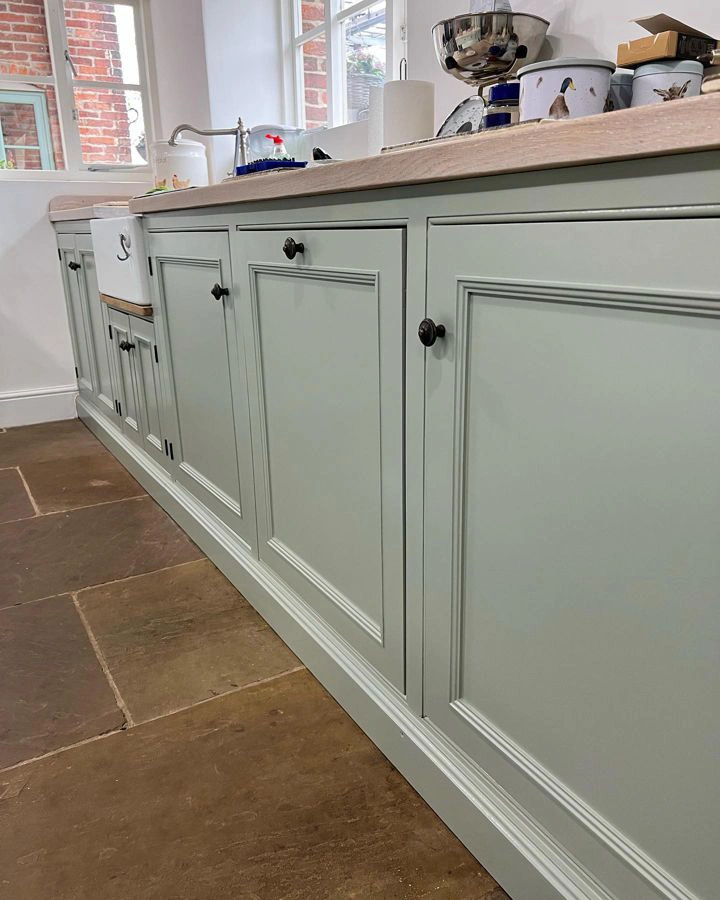 Farrow and Ball Blue Gray 91 kitchen cabinets