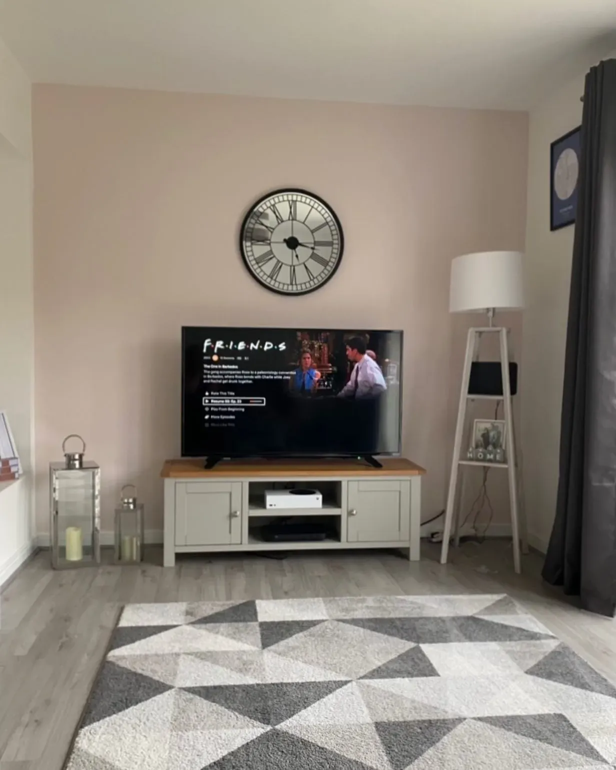 Blush Pink living room accent wall