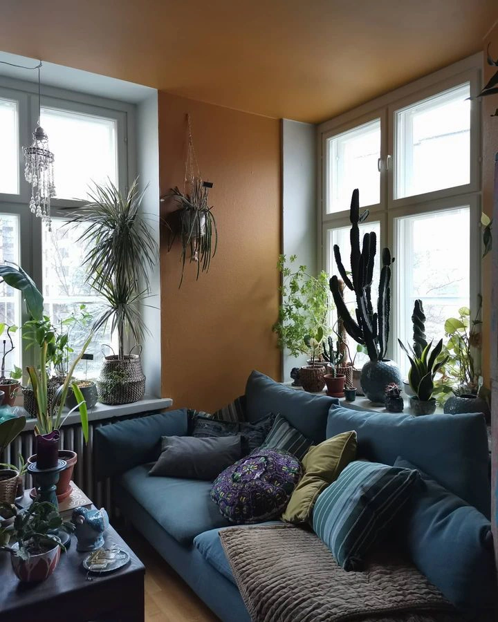 Bohemian interior with mustard walls - PLAN