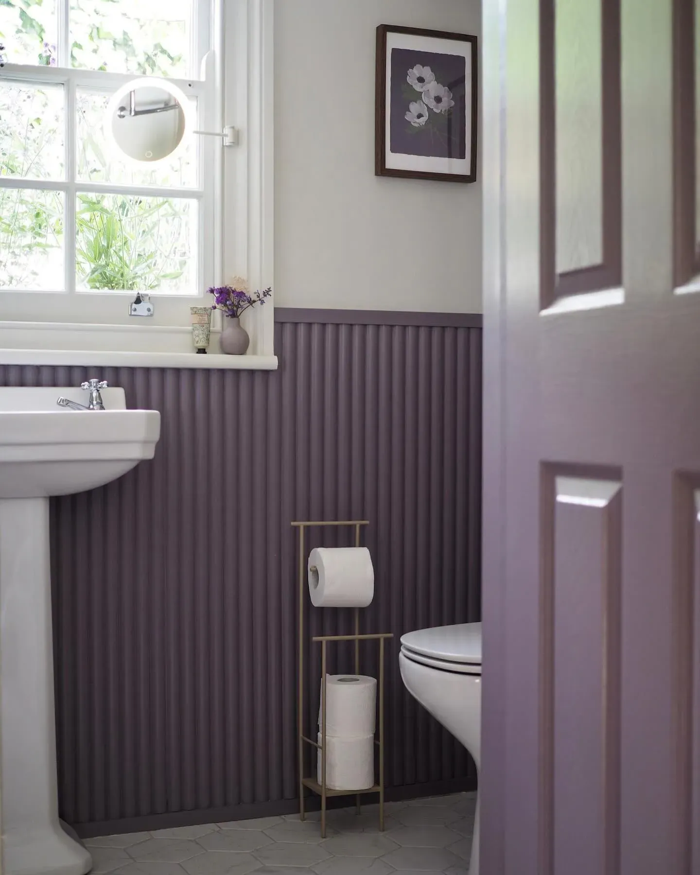 Farrow and Ball Brassica bathroom wall panelling color