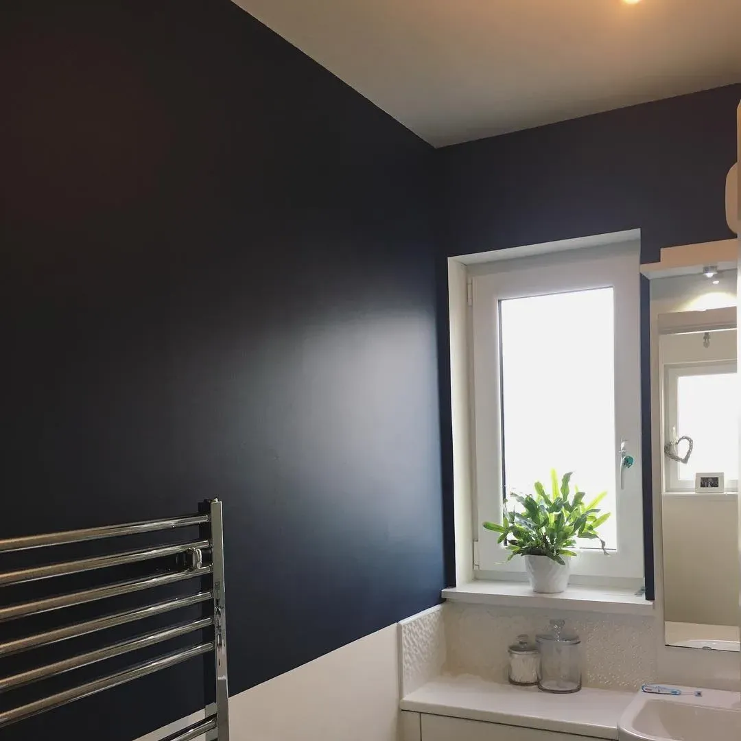 Dulux Breton Blue dark bathroom 