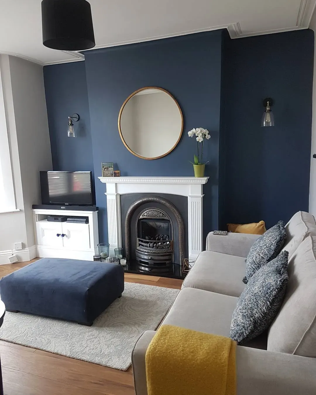 Dulux Breton Blue edwardian living room color