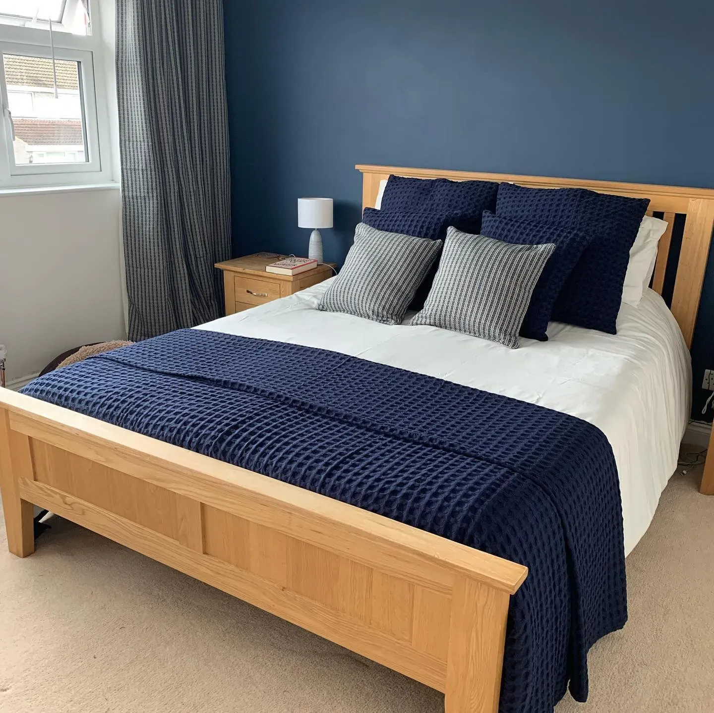 Dulux Breton Blue bedroom accent wall 