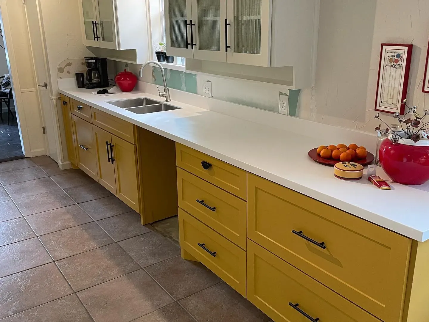 SW Brittlebush kitchen cabinets color review