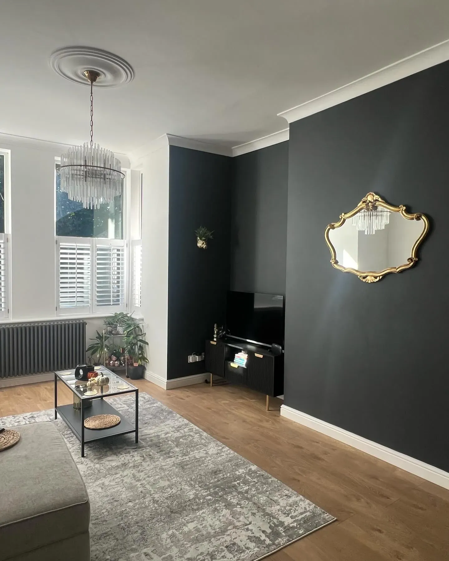 Dulux Cannon Ball living room accent wall