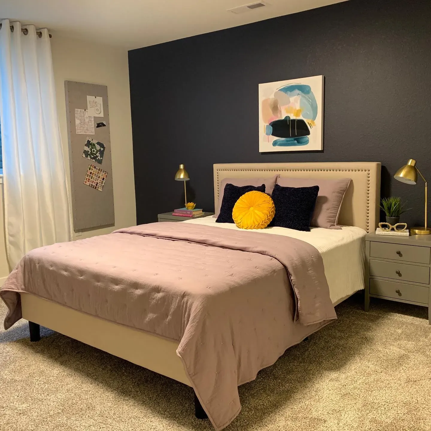 SW Charcoal Blue bedroom accent wall 