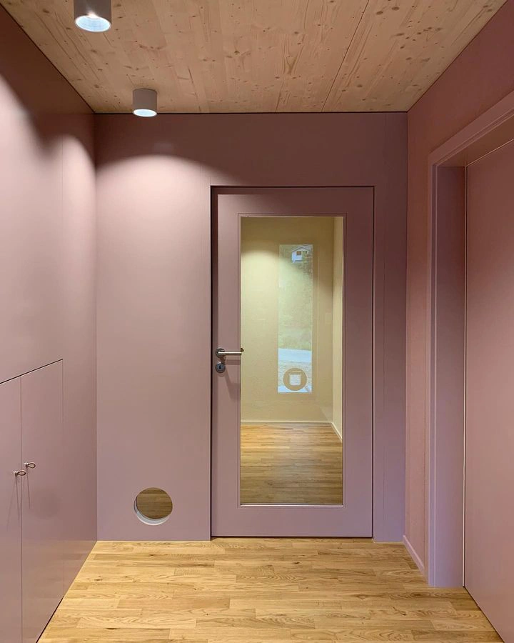Swiss interior design Farrow and Ball Cinder Rose color