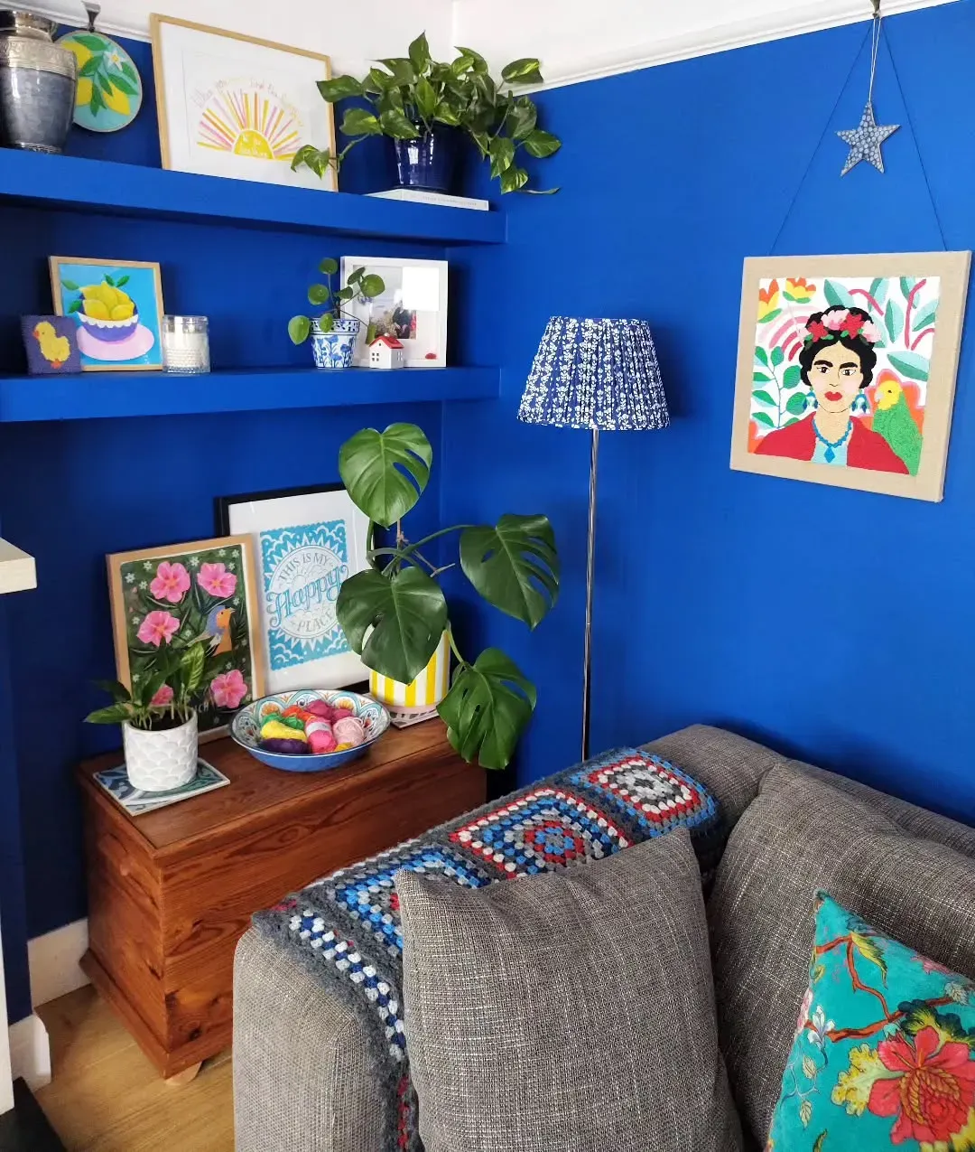 Dulux Cobalt Embrace eclectic living room interior