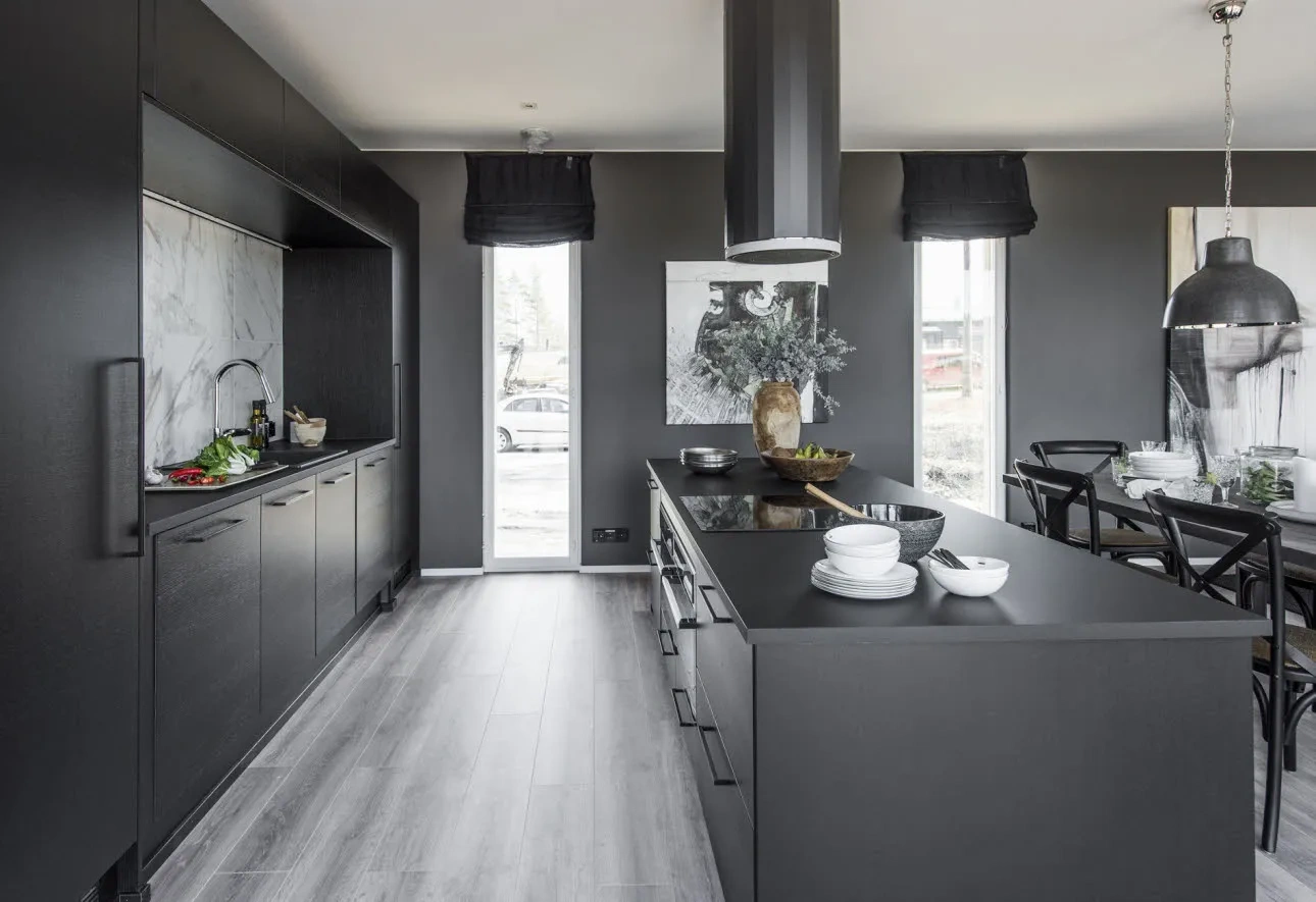 Interior with paint color Tikkurila Basalt N499