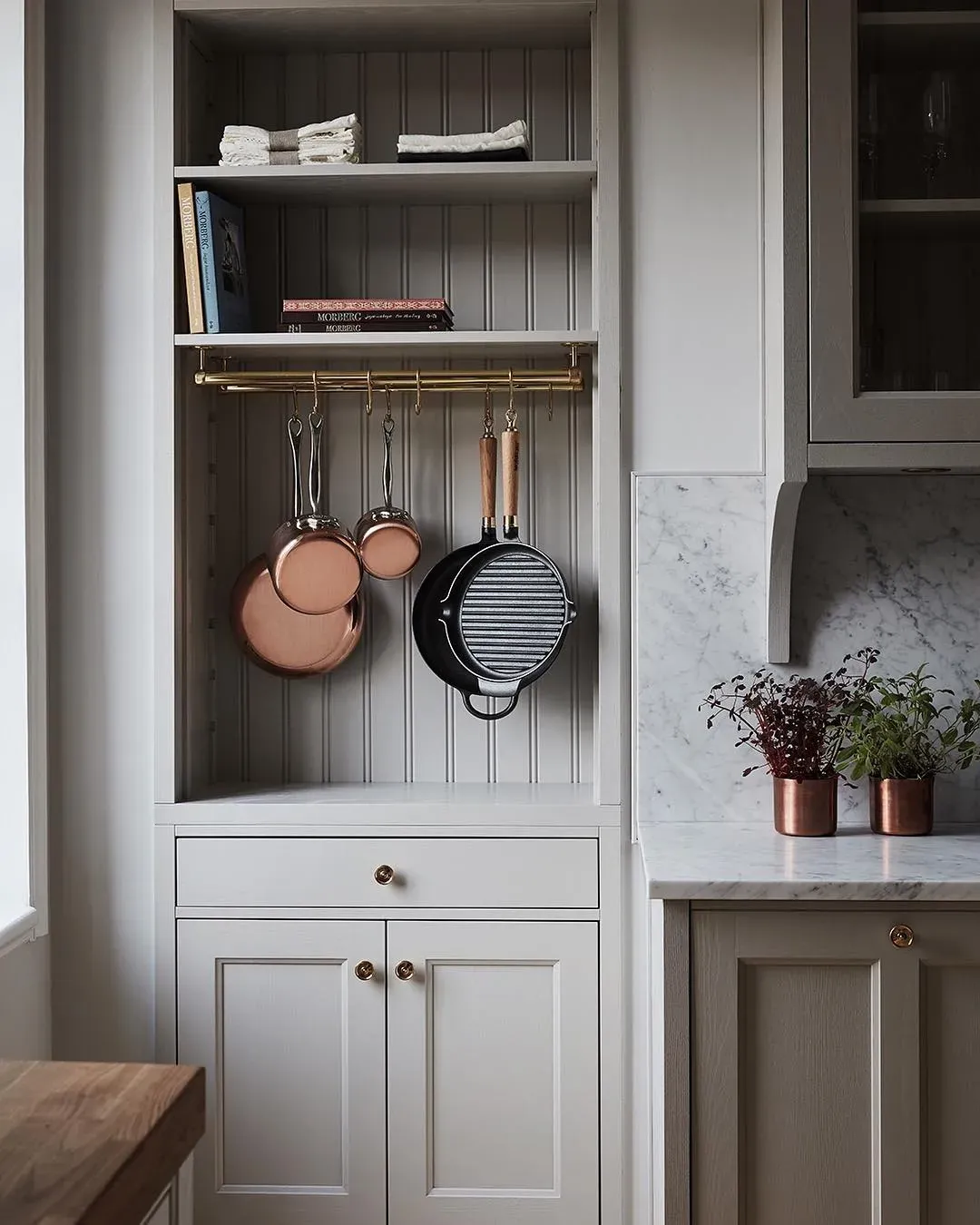 Little Greene Cool Arbour kitchen cabinets paint