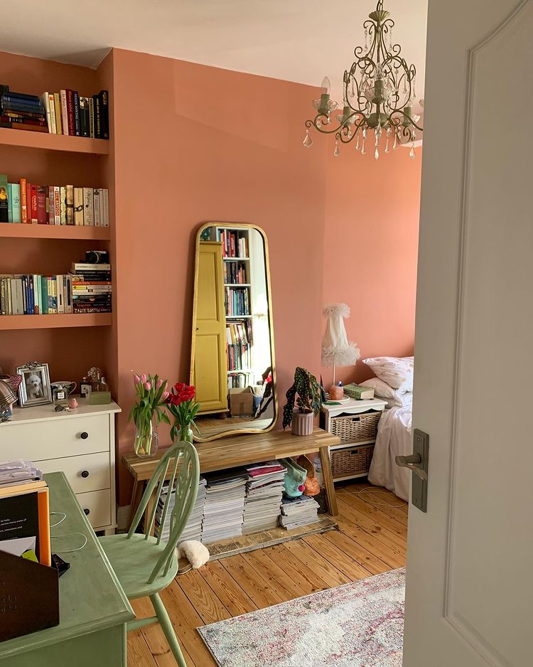 Peach walls interior with Dulux Copper Blush paint