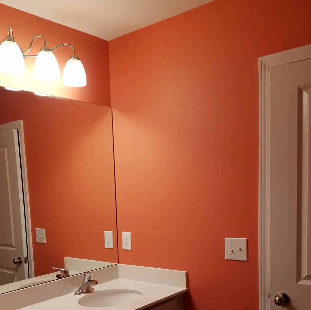 SW Coral Reef bathroom paint review