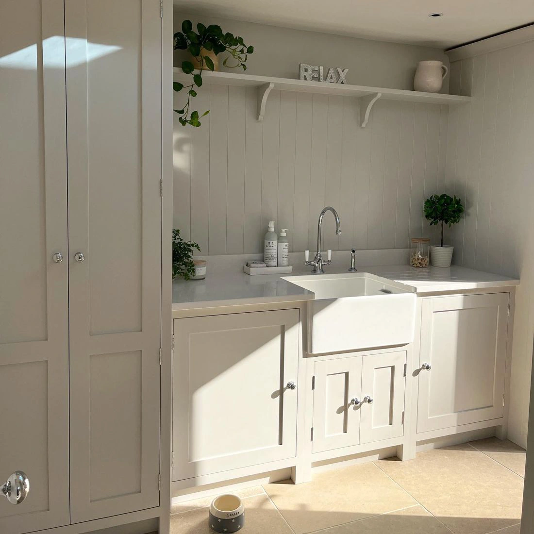 Farrow and Ball Cornforth White 228 kitchen cabinets