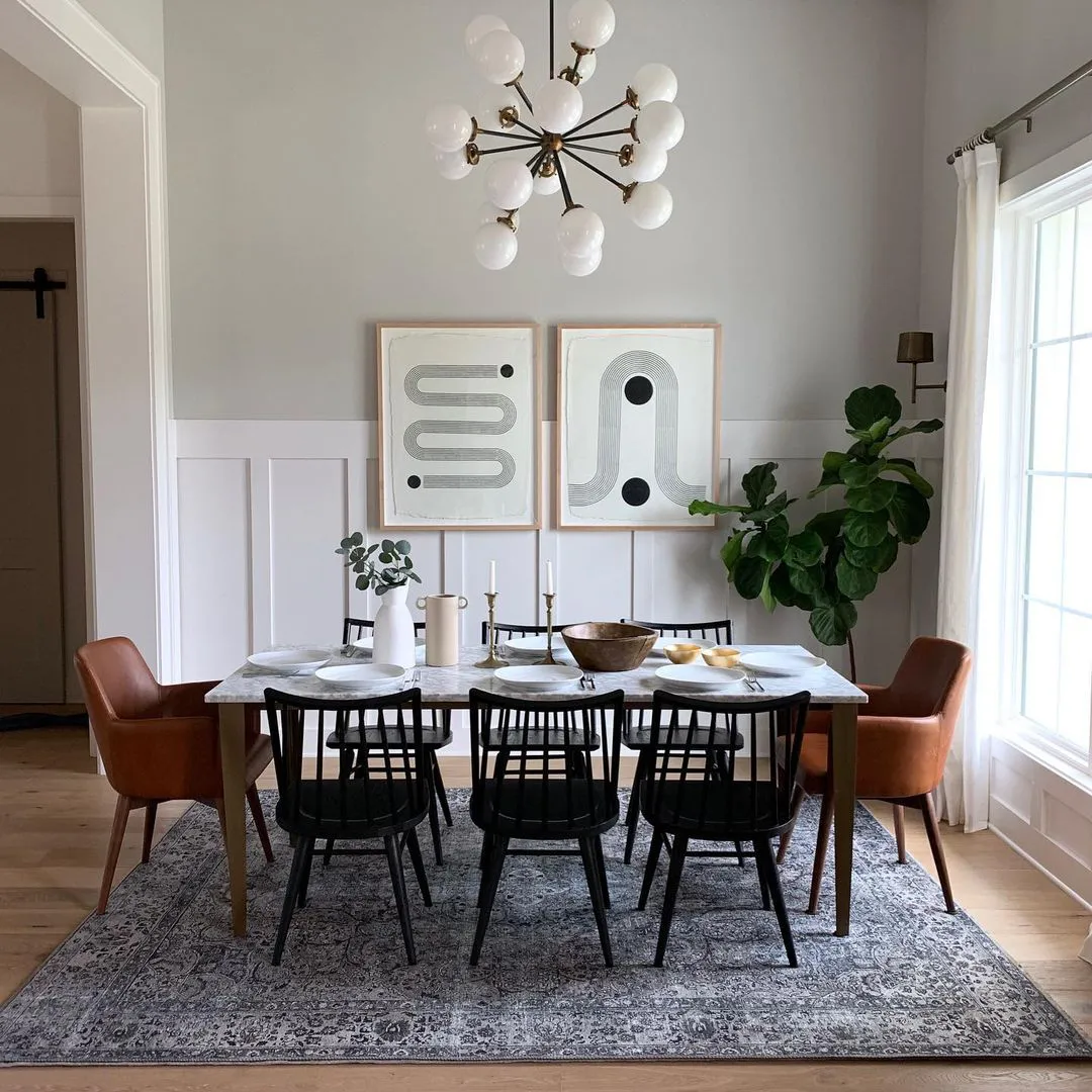 Gray dining room idea with Crushed Ice Sherwin Williams