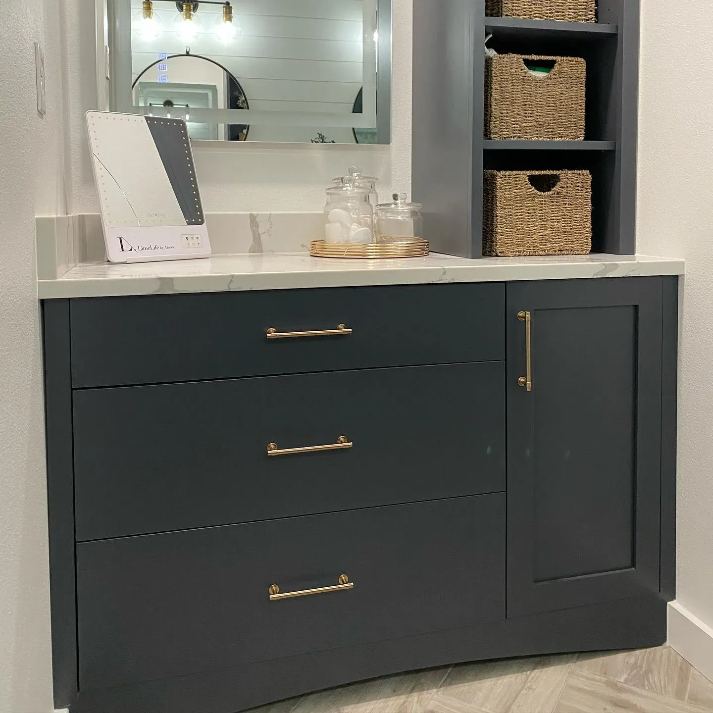 Sherwin Williams Cyberspace bathroom vanity color