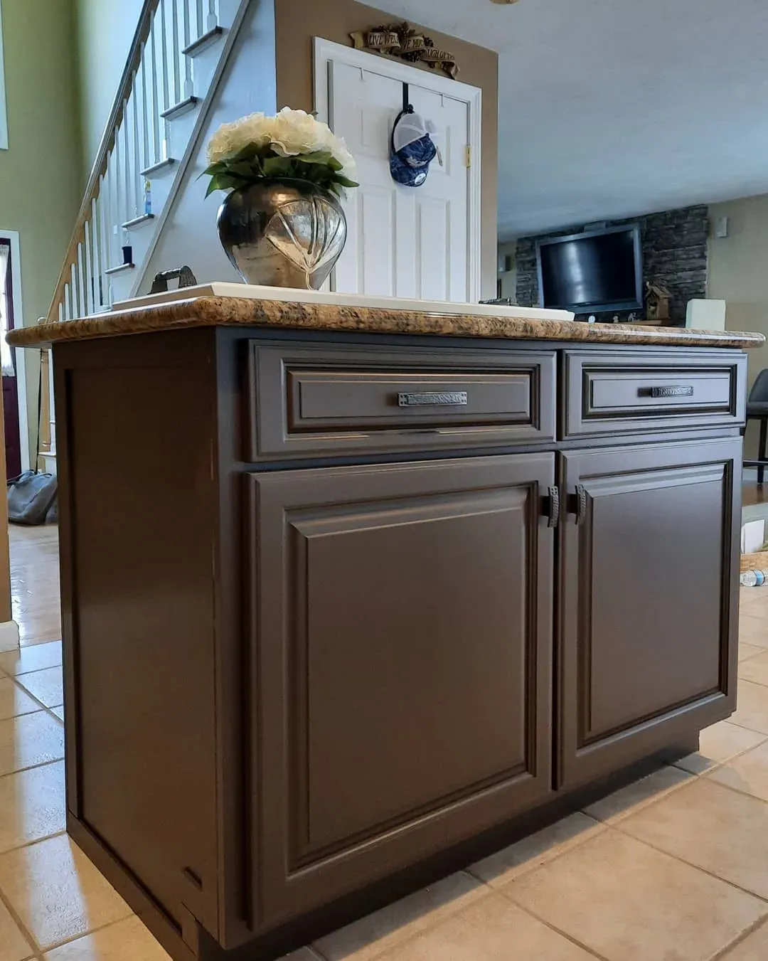 SW Dark Clove kitchen cabinets color