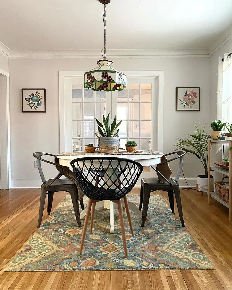 White dining room interior with paint Behr Cameo White