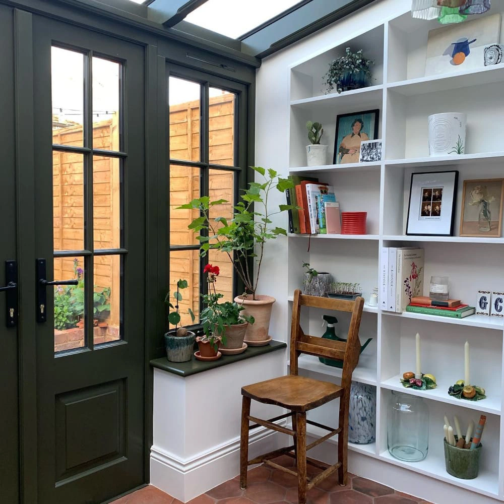 Invisible Green painted doors by Little Greene