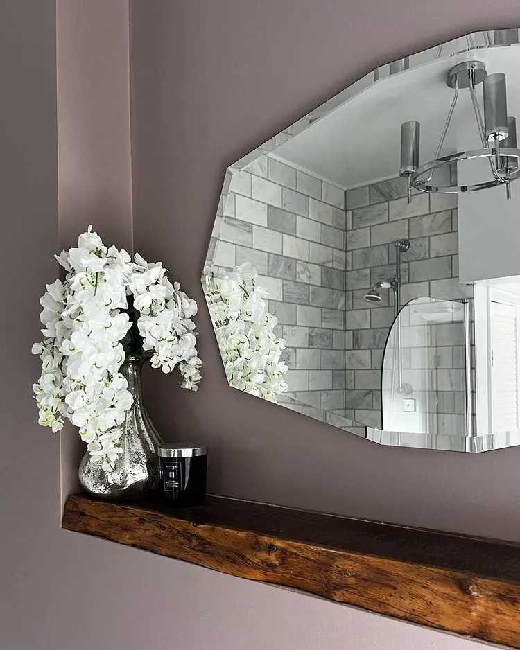 Dusted Heather color review bathroom