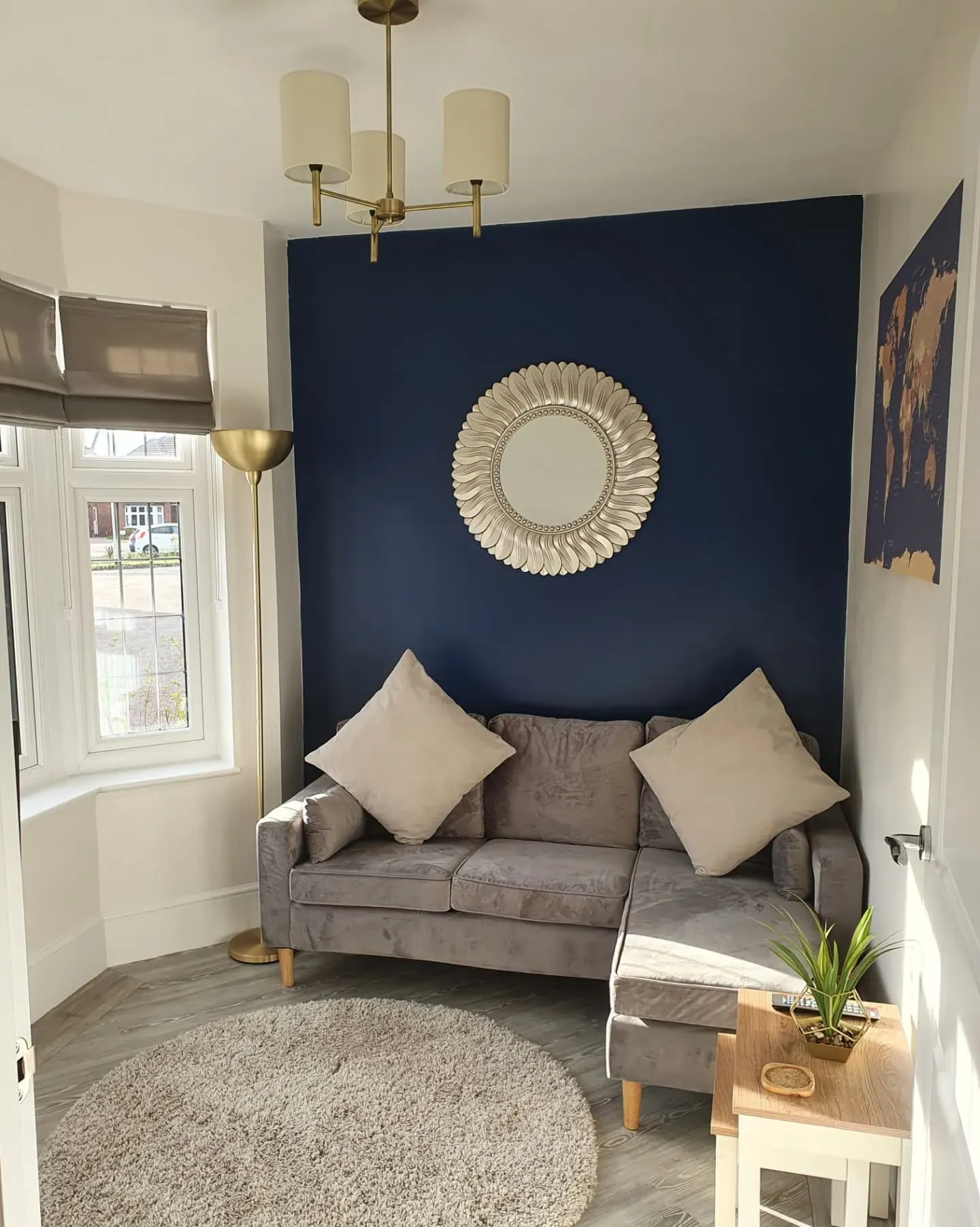 Dulux Timeless living room interior with blue accent wall