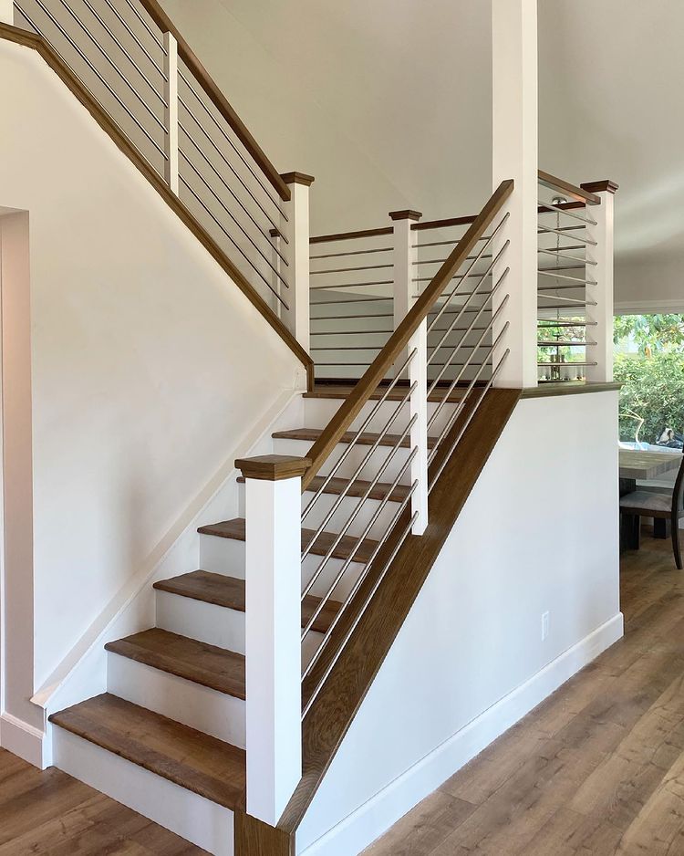 White stairs makeover with Sherwin Williams Eider White