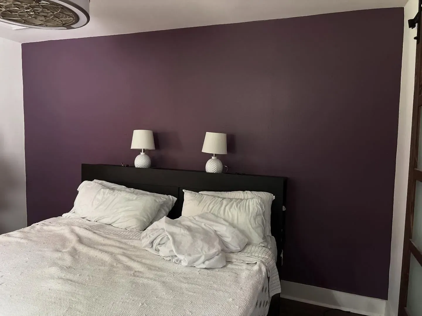 SW Expressive Plum bedroom accent wall