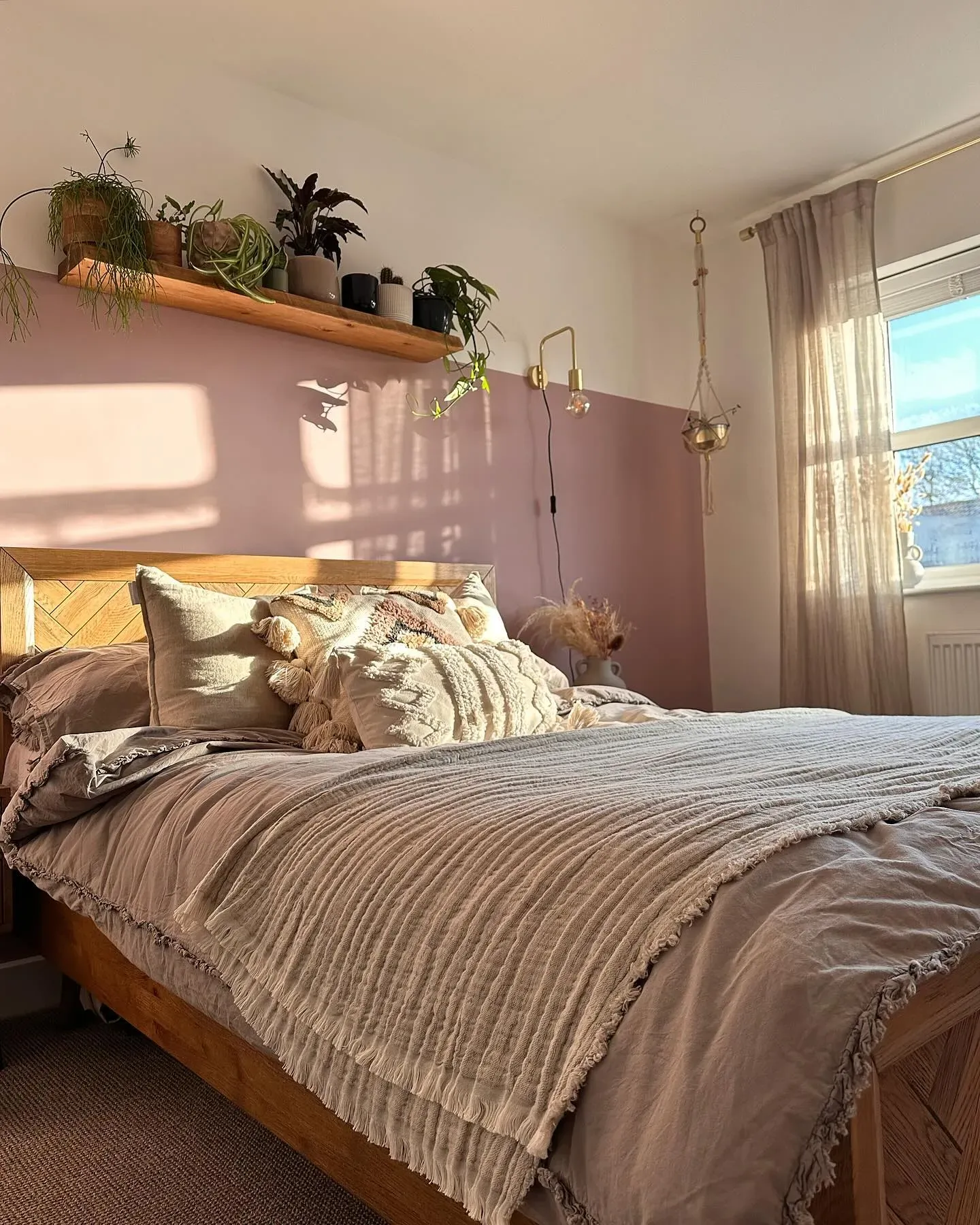 Farrow and Ball Cinder Rose boho bedroom 