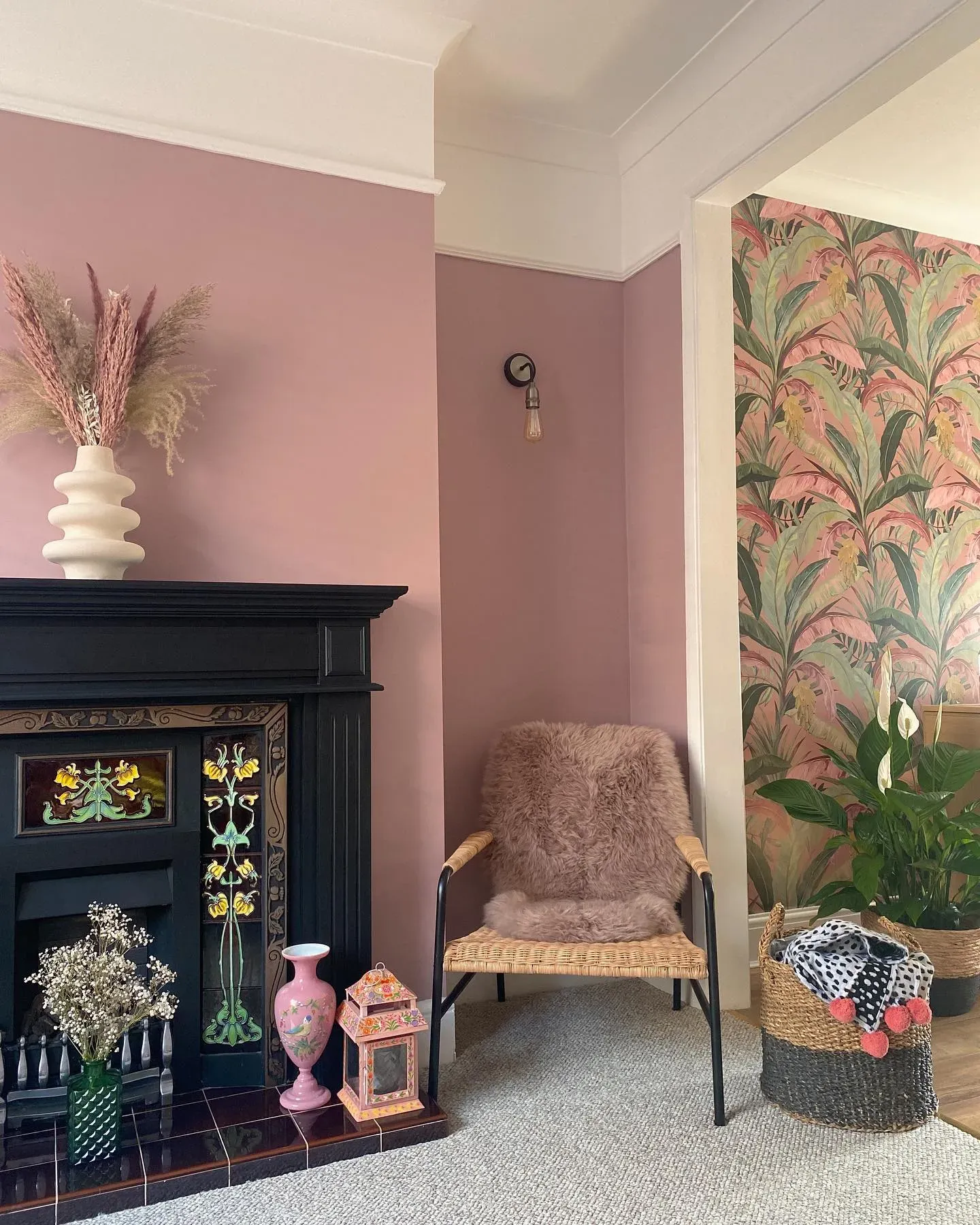 Farrow and Ball Cinder Rose modern living room color