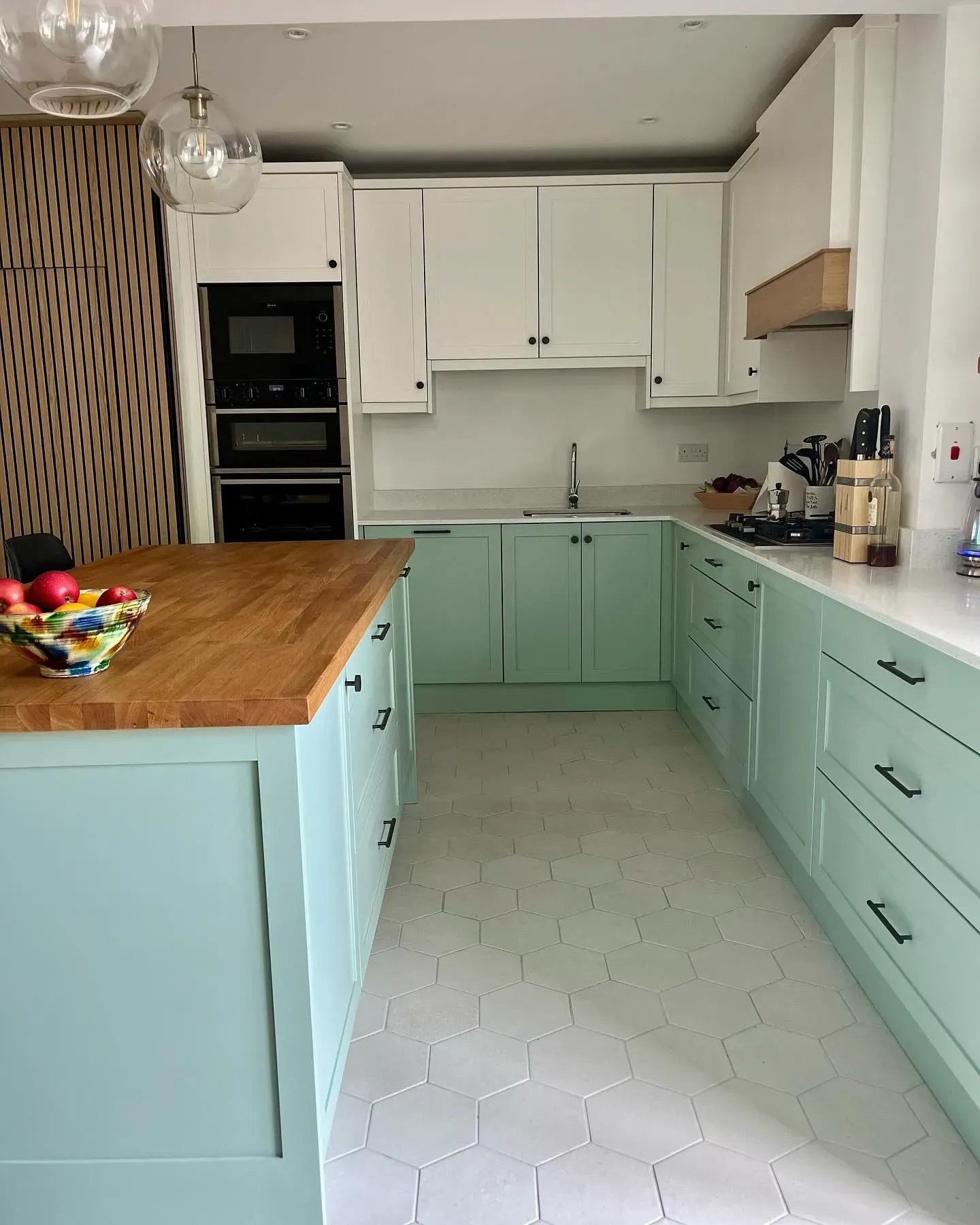 Farrow and Ball Green Blue kitchen cabinets paint