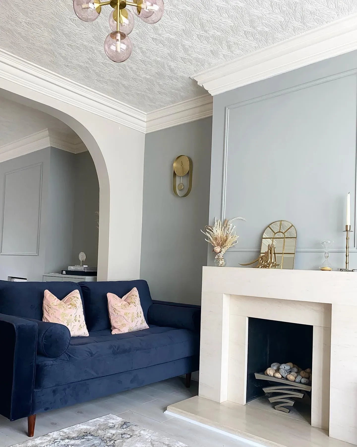 Farrow and Ball Lamp Room Gray cozy living room 