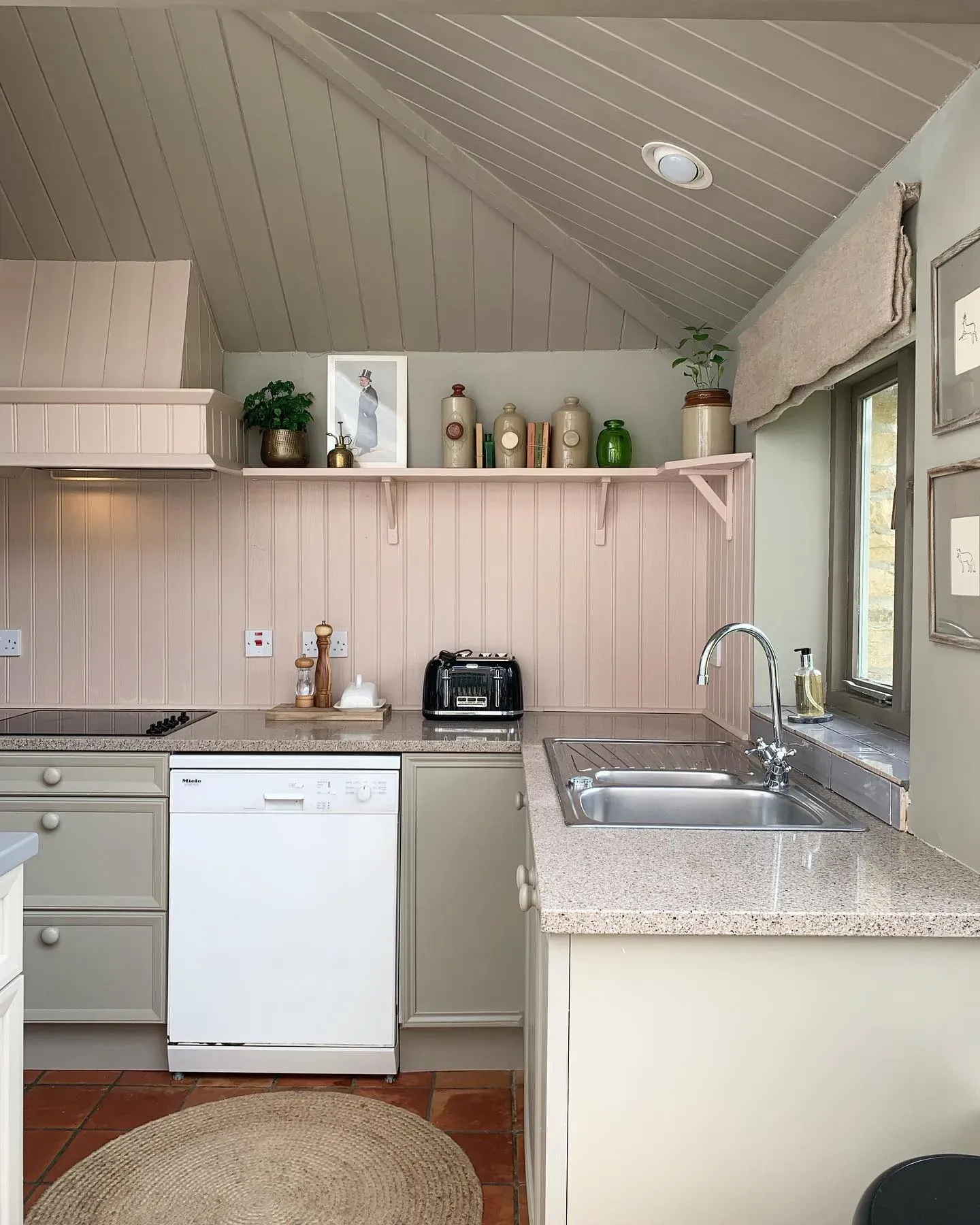 Farrow and Ball Light Gray kitchen cabinets 