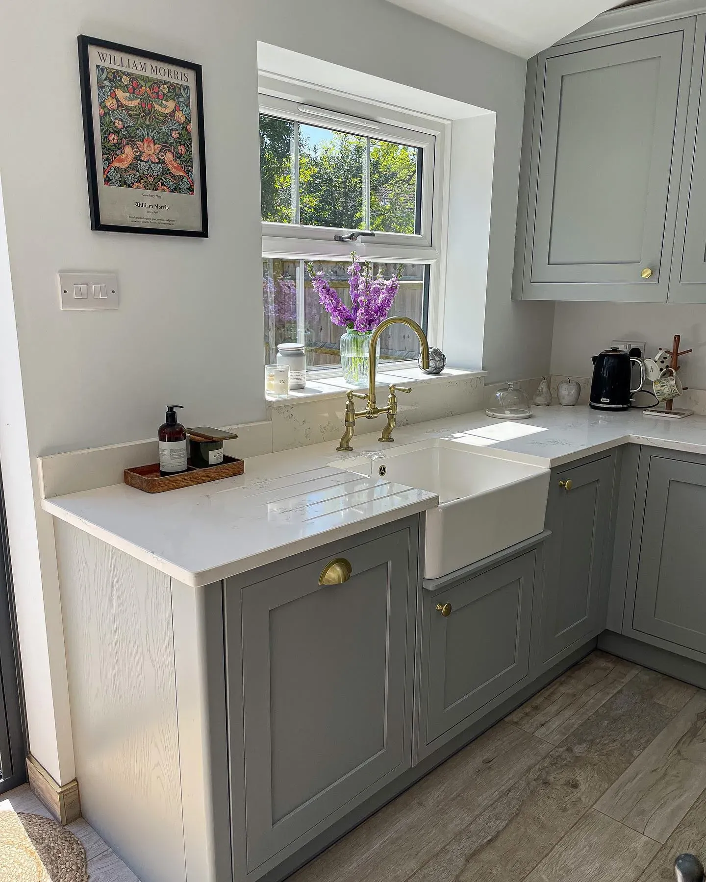 Farrow and Ball Manor House Gray kitchen cabinets 