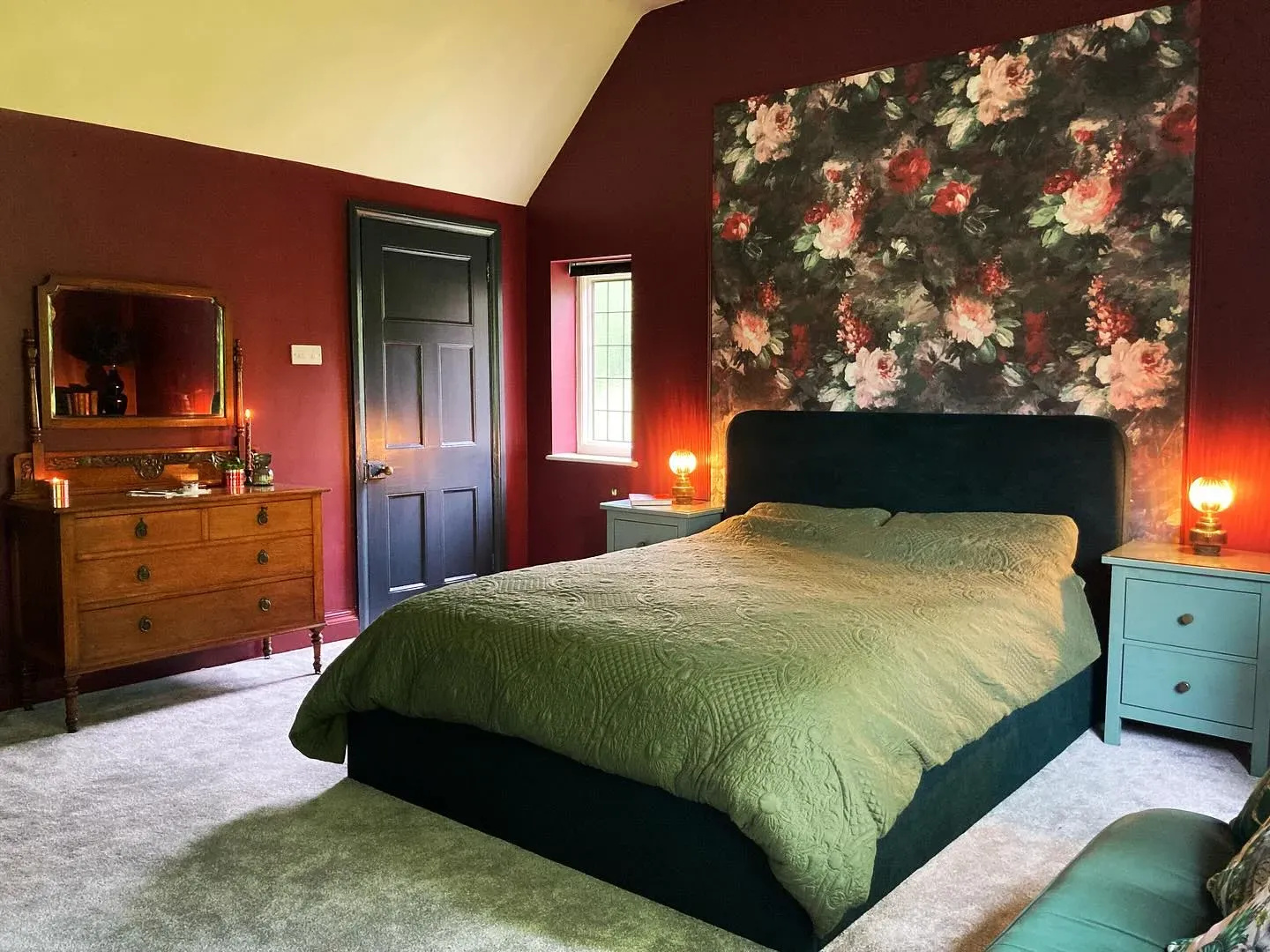 Farrow and Ball Preferenced Red bedroom interior