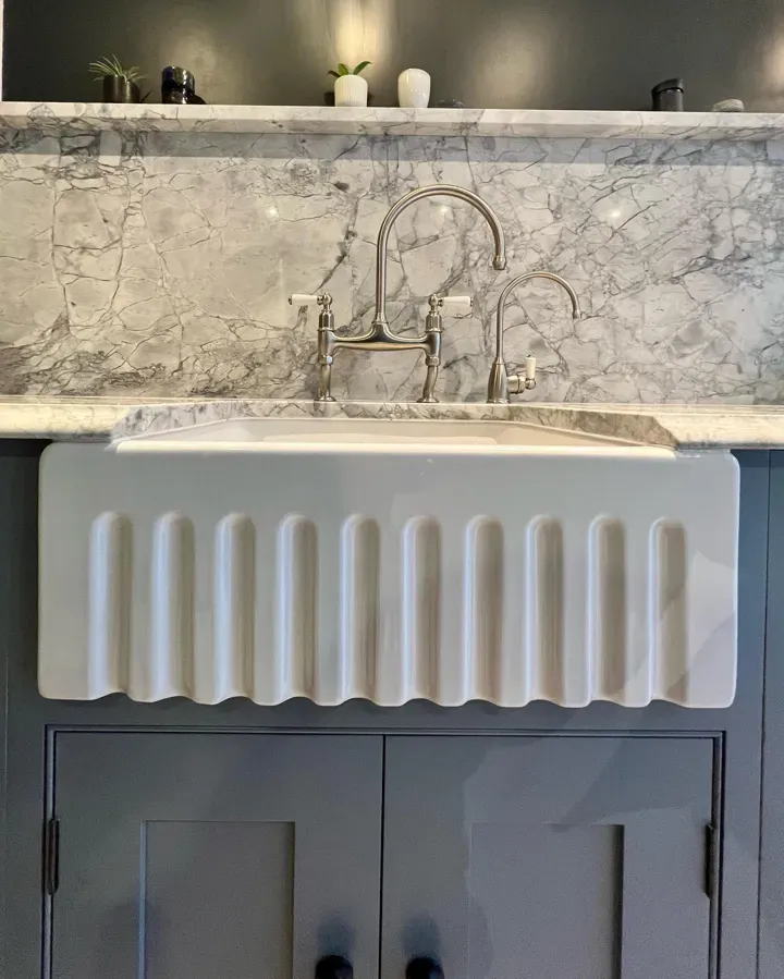 Farrow and Ball Selvedge 306 kitchen cabinets