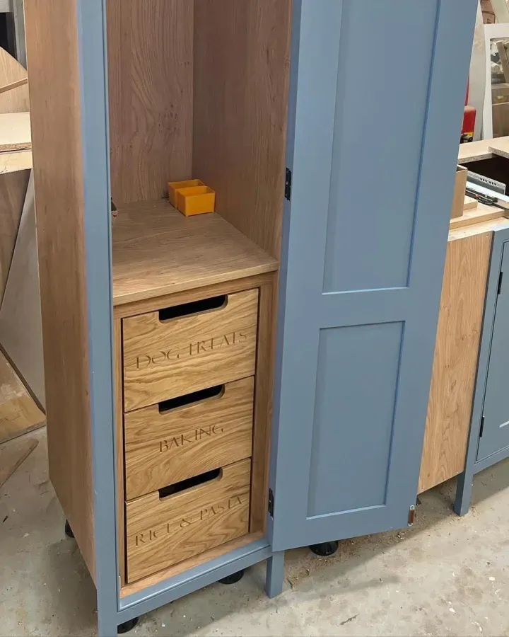 Farrow and Ball Selvedge 306 kitchen cabinets