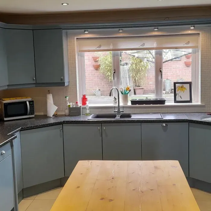 Farrow and Ball Selvedge 306 kitchen cabinets