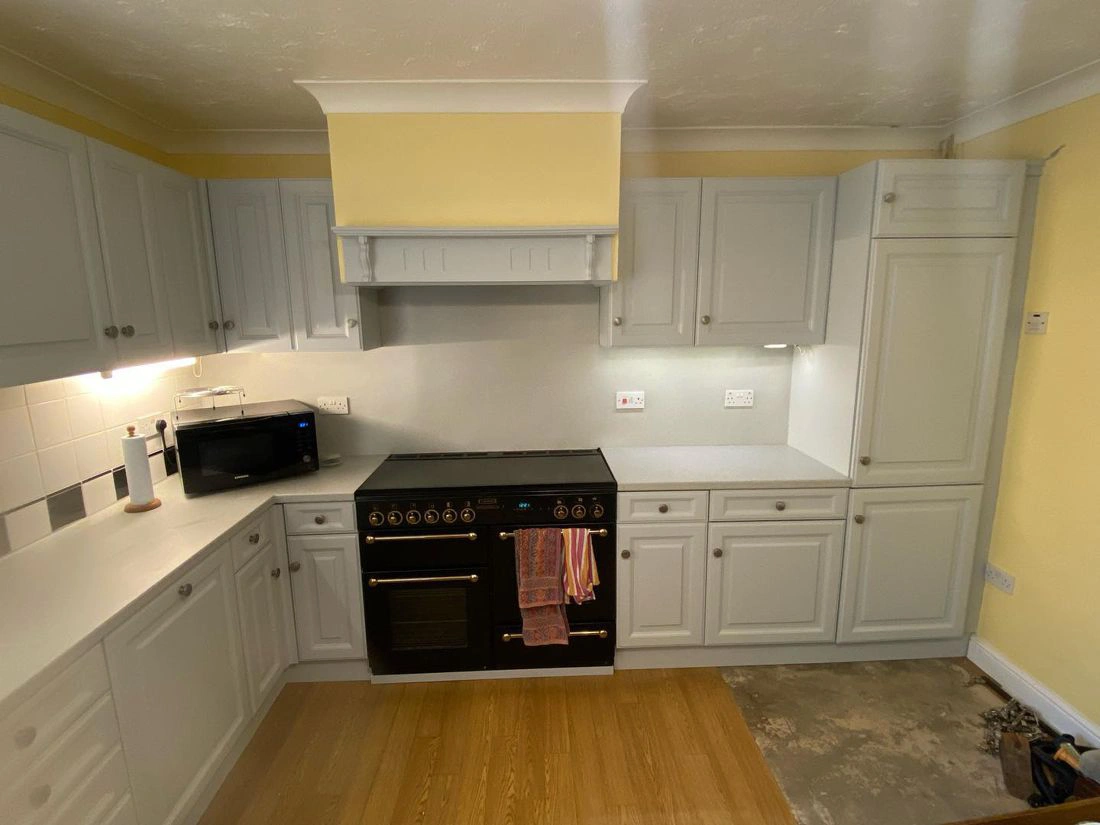 Farrow and Ball Skylight 205 kitchen cabinets